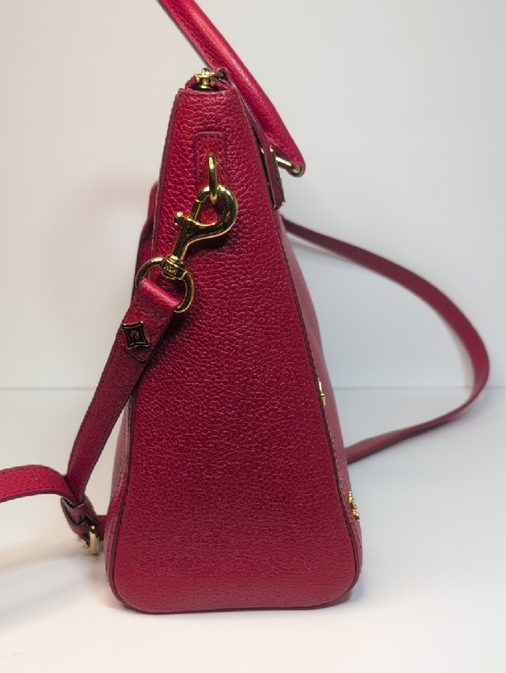 MCM Red Studded Leather Crossbody/ Tote Bag - Picture 5 of 16